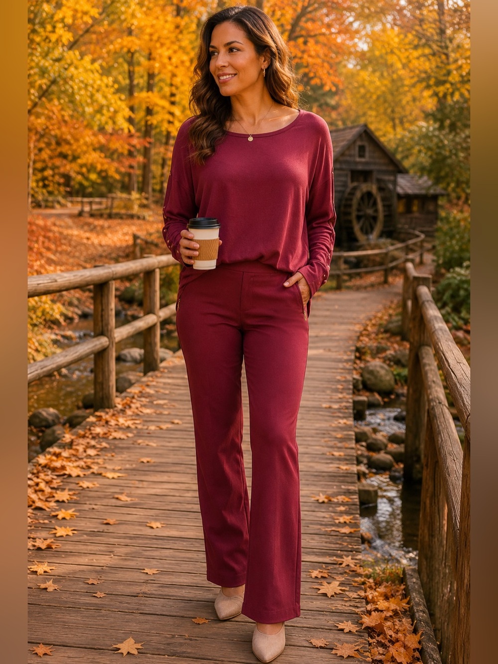Charter Club Burgundy Straight Leg Pants Size 12